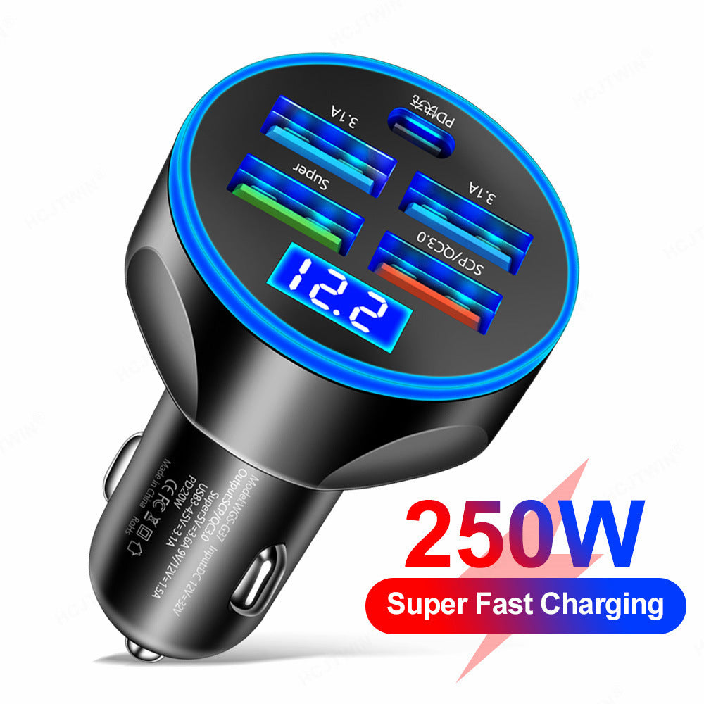 5 In 1 Multi-port Digital Display Car Charger - The Underground