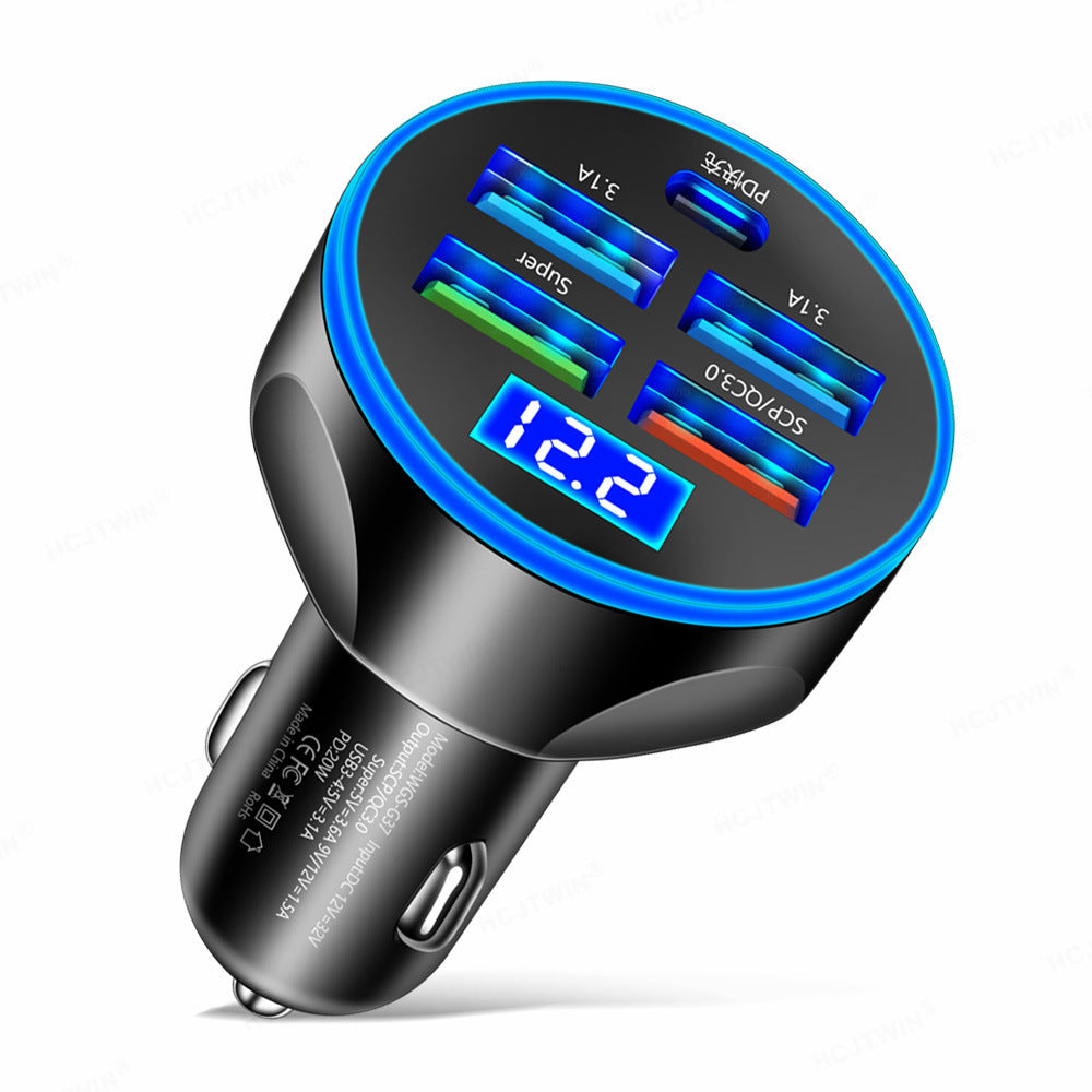 5 In 1 Multi-port Digital Display Car Charger - The Underground