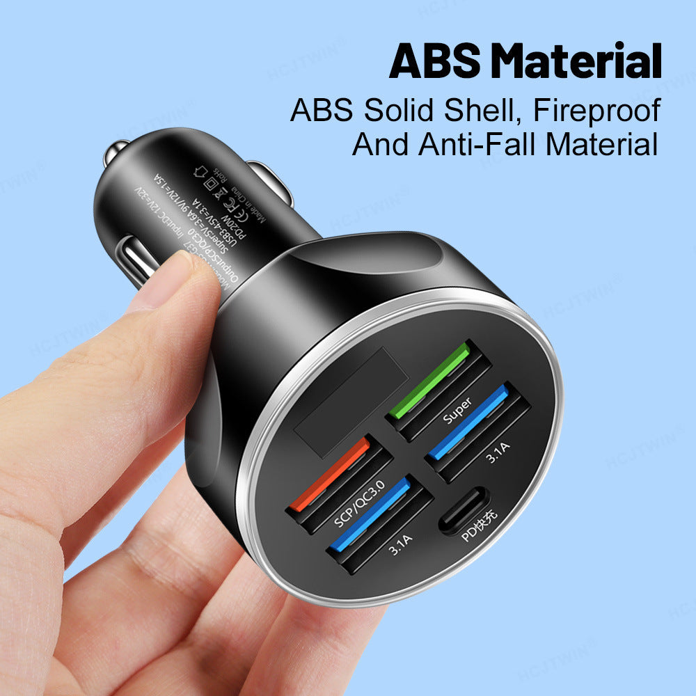 5 In 1 Multi-port Digital Display Car Charger - The Underground